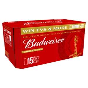 Budweiser Lager Beer Cans box 15x440ml 2 for £20 at Asda