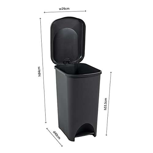 Recycled Black 40 Litre Addis Eco Made from 100% Plastic Family Kitchen Pedal Bin 518999ADF 