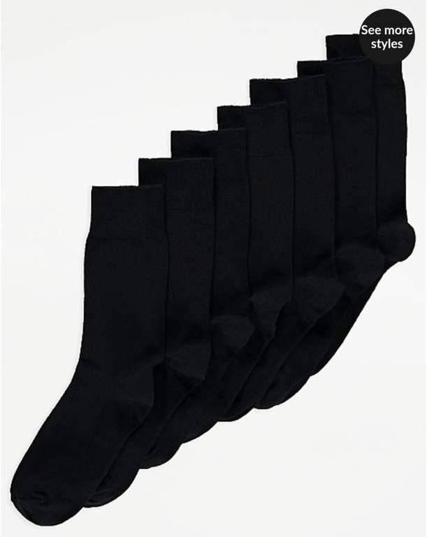 Black Ankle Socks 7 Pack free click and collect sizes 6-8.5 and 9-12 - £4 click and collect at George (Asda)