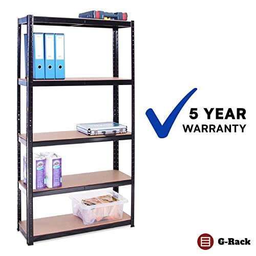 2 x Bay 180cm x 90cm x 30cm, Black 5 Tier (175KG Per Shelf), 875KG Capacity Garage Shed Storage Shelving Unit - sold by G-Rack Ltd