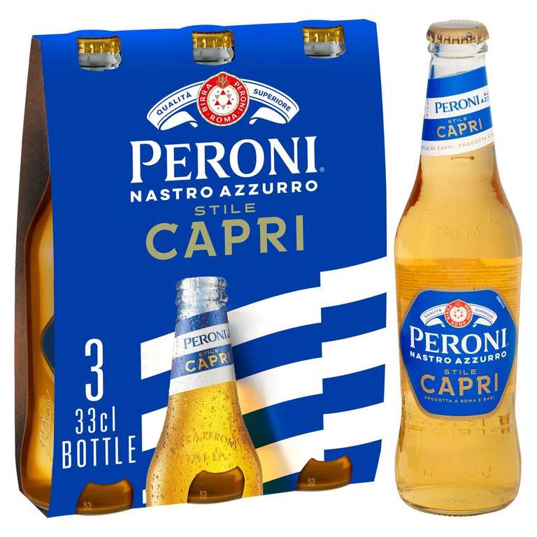 Peroni Nastro Azzurro Stile Capri Lager 3 X 330Ml - Clubcard Price + W/Code