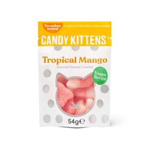 Candy Kittens Tropical Mango Vegan Sweets - Palm Oil Free, Natural Fruit Flavour 54g 50p @ Amazon