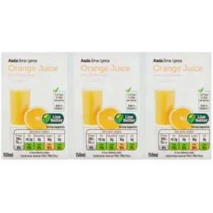 Smart price orange juice 3x150ml 15p @ Asda Wallington