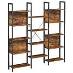 VASAGLE Large Bookshelf with 14 Storage Shelves Rustic Brown or Oak with Blue Grains w/code