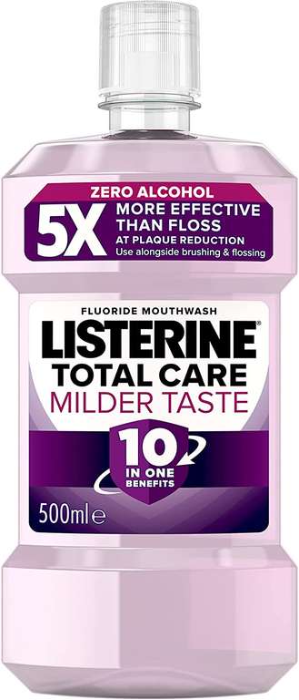Listerine Total Care Milder Taste Mouthwash, White 500ml - £2.49 / £2.24 Subscribe & Save (plus possible 15% off) @ Amazon