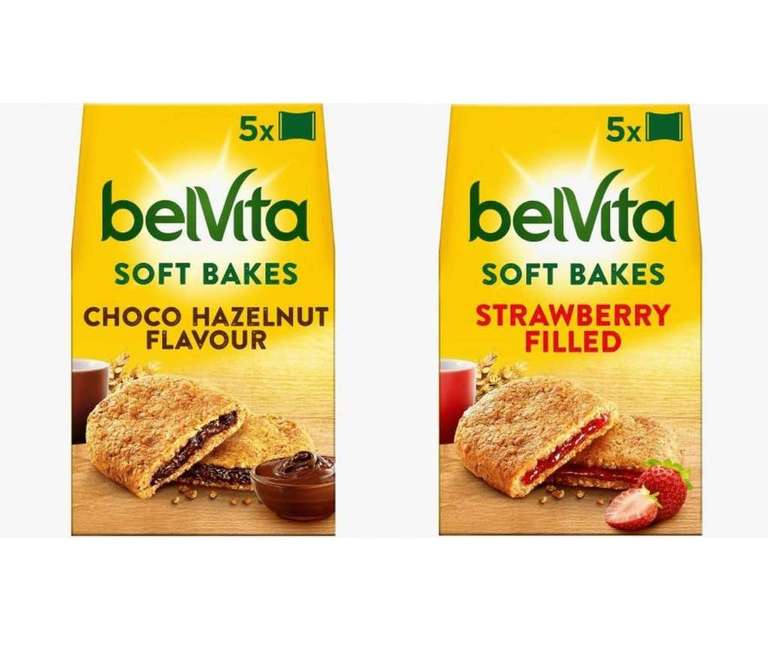 Belvita Breakfast Biscuits Soft Bakes Filled Choco Hazelnut 5 Pack 250g / Strawberry 5pk 250g - £1.75 @ Asda