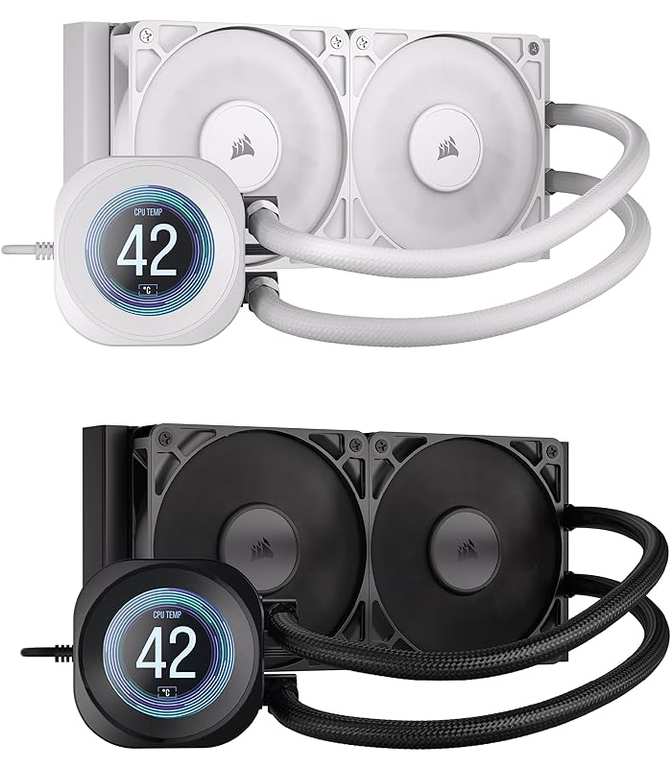 Corsair NAUTILUS 240 RS LCD 240MM AIO Liquid CPU Cooler ( 2.1" LCD / Intel LGA 1851 or 1700 / AMD AM5 or AM4 / White or Black )