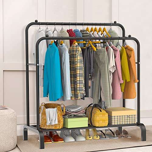 LOEFME Clothes Rail, 110 * 55 * 150cm Multifunctional Metal Clothes Hanging Rail, Black - w/ Code, Sold by SalesCreator EU FB Amazon
