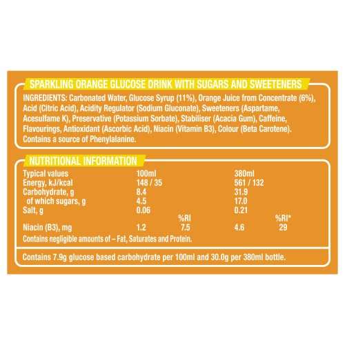 Lucozade Energy Drink Orange Flavour 380ml (4 Pack x 3, 12 Bottles) - £4.86 (S&S £4.38) @ Amazon