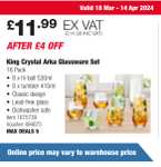 King Crystal Arka Glassware Set, 16 Pack