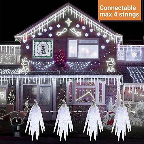 4M Moxled 20 Christmas Icicle Lights Outdoor, 90 LED, Cool White, Mains - £7.99 @ Sold by Moxled Direct / Dispatched from Amazon