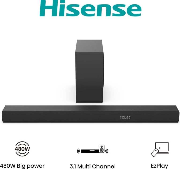 Hisense HS3100 480W 3.1Ch Bluetooth Soundbar with DTS Virtual X & Dolby Digital (10 x Nectar Points) - Free C&C