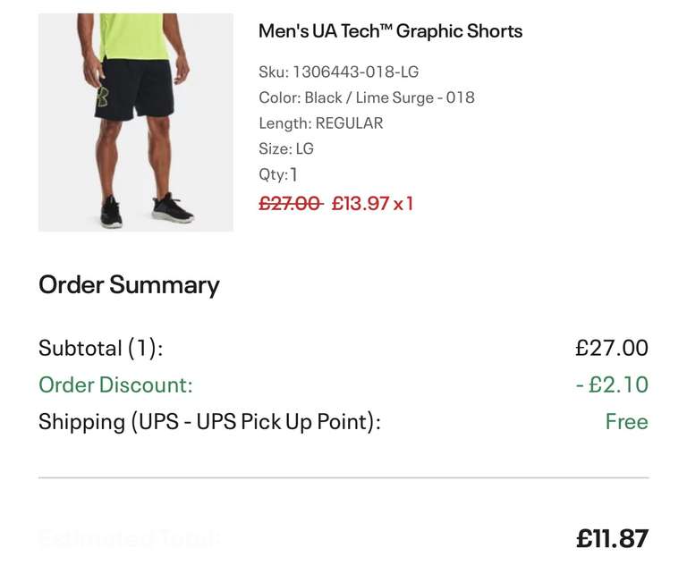 Under Armour Men's UA Tech Graphic Shorts (S-XXL) - £11.87 With E-Mail Sign Up + Free Collection Point Delivery @ Under Armour