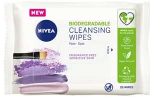 NIVEA Cleansing Face Wipes for Sensitive Skin 25pcs 75p + £1.50 Click & Collect @ Boots