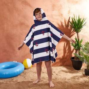Dreamscene Kid's Printed Poncho Towel — navy anchor or pink ice cream — for £9.95 delivered @ OnlineHomeShop