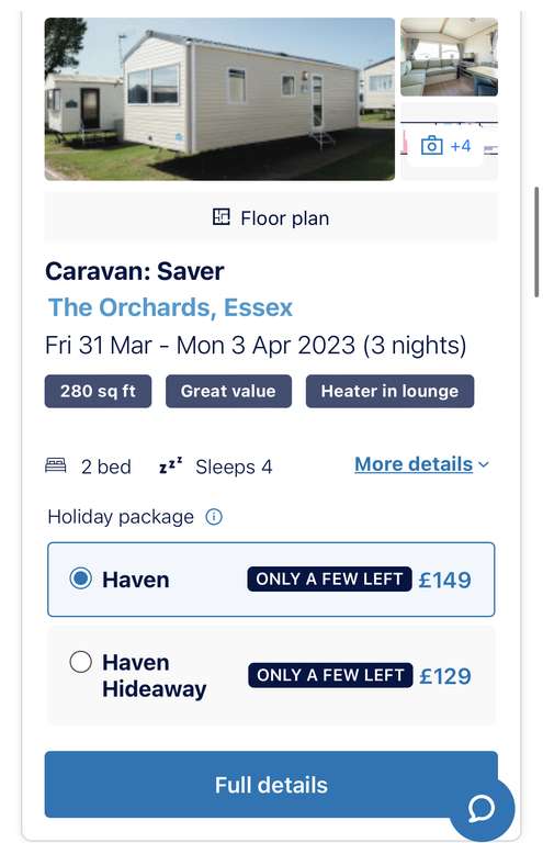 Haven Last Minute School Easter Holiday stays 31/03/-03/04,3 nights 4 people Golden Sands £105 and more below @ Haven