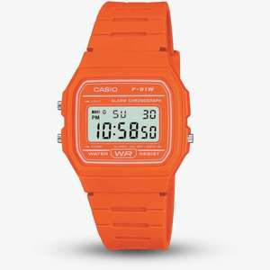 Casio Retro Orange Resin Strap Digital Watch F-91WC-4A2EF