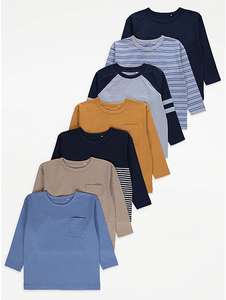 Boy’s Assorted Striped Print Long Sleeve Tops 7 Pack £9 free click and collect George (Asda)