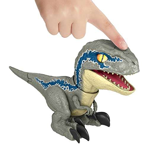 Jurassic World Dominion Uncaged Rowdy Roars Velociraptor Beta Dinosaur Action Figure, with Interactive Motion and Sound Touch Response