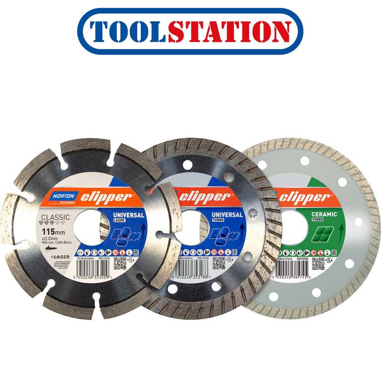 Norton Clipper Diamond Blade Triple Pack 115mm - Sold By Toolstation