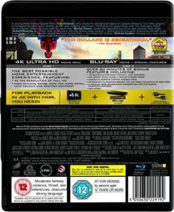 Spider-man Homecoming [4K Ultra-HD + Blu-ray] - £8.95 @ Amazon