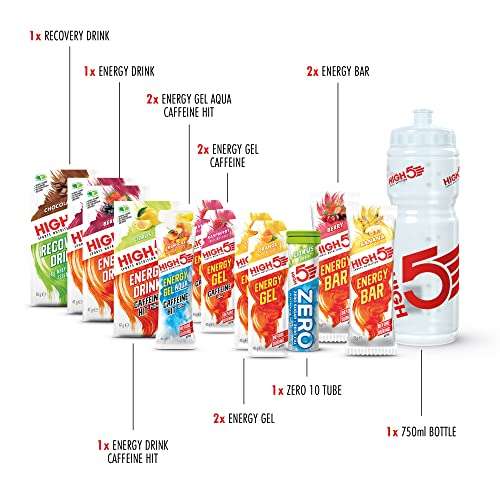 HIGH5 Cycle Pack with Energy Gel, Drinks & Bars + a 750ml HIGH5 Drinks Bottle