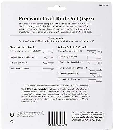Modelcraft PKN3305/S Precision Craft Knife Set , Silver , 16 Piece - £8.30 @ Amazon
