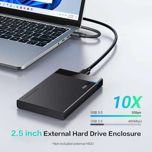 UGREEN 2.5" Hard Drive Enclosure, 5Gbps SSD Enclosure, External USB 3.0 SATA HDD Caddy - w/voucher - Sold by UGREEN GROUP LIMITED UK / FBA