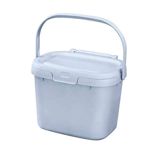 Addis 518384 Eco 100% Plastic Everyday Kitchen Food Waste Compost Caddy Bin, 4.5 Litre, Recycled Light Grey