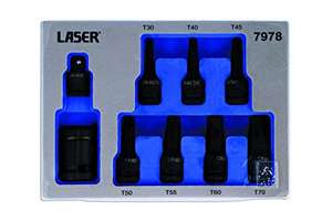 Laser 7978 Dual Drive Star (TORX) Impact Bit Socket Set 9pc