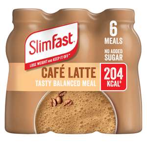 SlimFast Ready To Drink Cafe Latte or Choco Shake, 325 ml (Pack of 6) £6.99 at Amazon