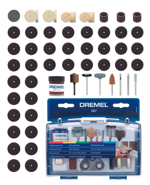 Dremel 687 Multipurpose Set, Accessory Kit with 52 Rotary Tool Accessories