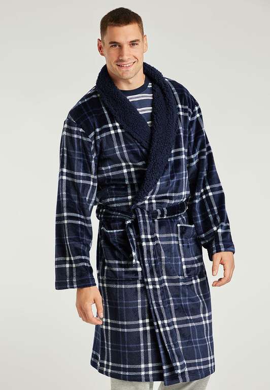 Mens Navy Check Dressing Gown for £12 + £3.99 delivery @ Peacocks