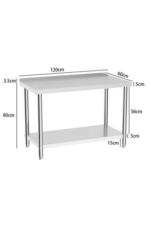 2 Tier Commercial Kitchen Prep & Work Table with Backsplash - Sold & Delivered by Living and Home