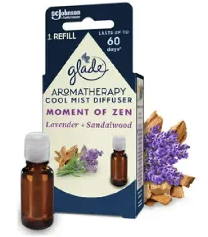 Glade Aromatherapy, Bergamot+Lemongrass Cool Mist Oil Diffuser Refill/Lavender+Sandalwood Cool Mist Oil Diffuser Refill 17.4ml, Nectar price