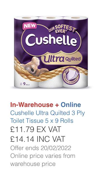 Cushelle Ultra Quilted 3-Ply Toilet Tissue 45 Rolls X 2