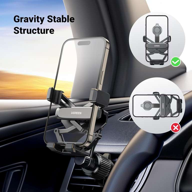 UGREEN Air Vent Car Phone Mount ( 360 swing arm / Cradle / iPhone / Galaxy ) Prime Exclusive w / code @ UGREEN GROUP LIMITED UK / FBA