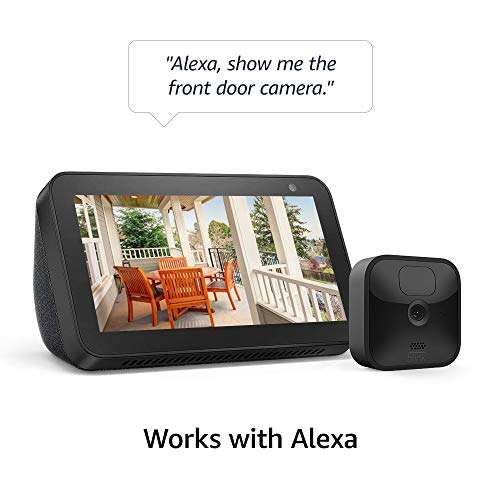 Blink Outdoor HD security camera (3-Camera System), Works with Alexa + All-new Echo Show 5 (3rd generation) Charcoal Smart Home Starter Kit
