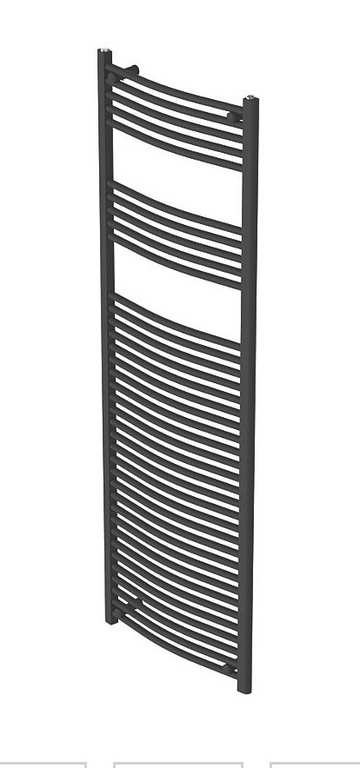 FLOMASTA 1800MM X 600MM 2890BTU BLACK CURVED TOWEL RADIATOR