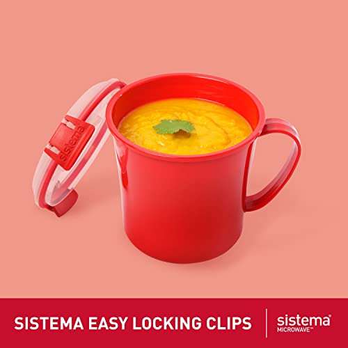 Sistema Microwave Soup Mugs Microwave Food Containers with Steam Release Vents 656ml BPA-Free Red x3 - £6.15 @ Amazon