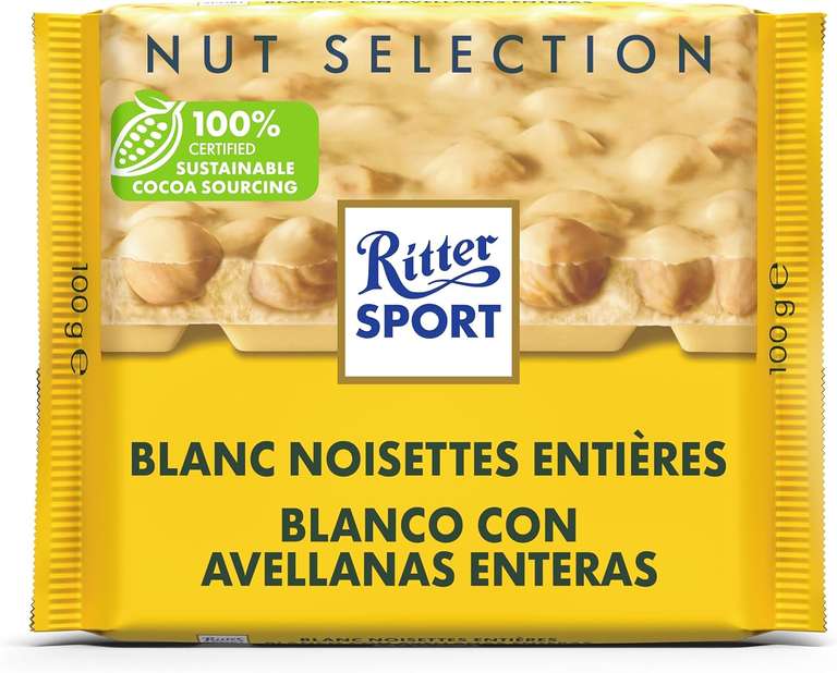Pack of 10 Ritter Sport White Whole Hazelnut 100g with voucher