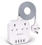 Extension Lead with USB C Ports, Power Strips with 2 Way Outlets 4 USB - £13.59 @ Addtam / Amazon