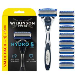 WILKINSON SWORD - Hydro 5 Razor & Blades For Men, Pack of 9 Razor Blade Refills & Handle, Hydrating Gel - £12.83 / £10.79 S&S + Voucher