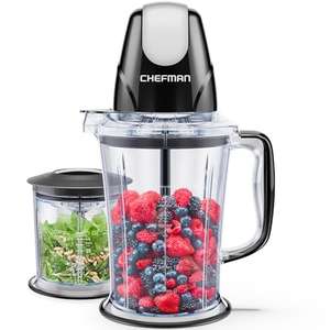 CHEFMAN 2-in-1 Food Processor & Portable Blender has 400W Motor, Ideal for Smoothies, Purees, Chopped Veg & More, Pulse Function - w/voucher