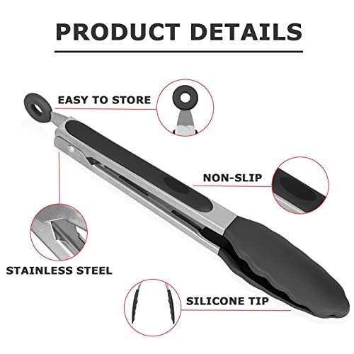 Stainless Steel Food Tongs,Kitchen Tongs,with Silicon Rubber Tips,Set of 2-7 and 9 inch £6.50 @ Amazon