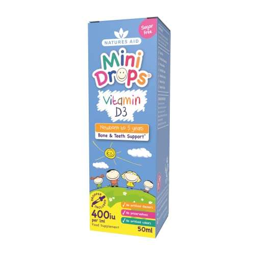 Natures Aid Vitamin D3 Mini Drops for Infants and Children, Sugar Free, 50ml