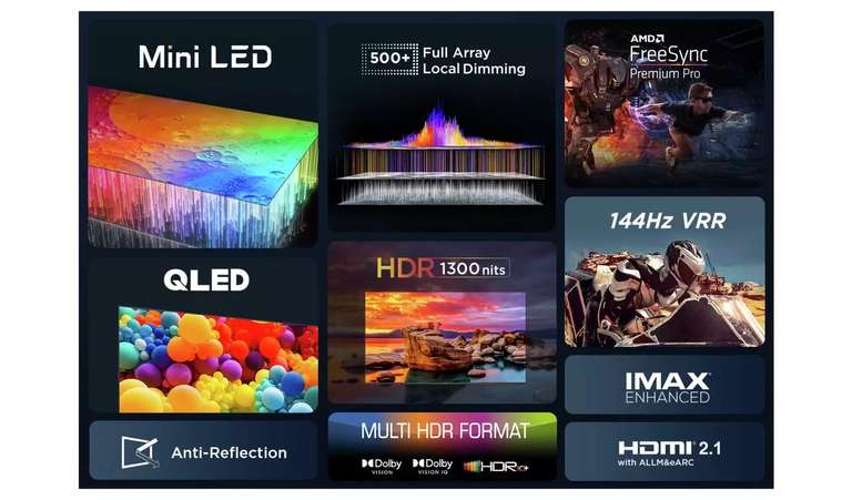 TCL 85 Inch 85C805K Mini-LED 4K Ultra HD HDR Smart TV