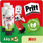 Pritt Glue Stick, Safe & Child-Friendly Craft Glue for Arts & Crafts Activities, Strong-Hold adhesive for School & Office Supplies, 5x11g