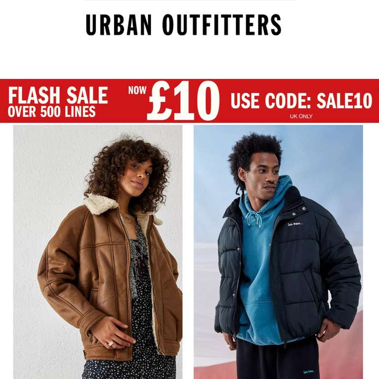 Flash Sale - Over 500 Products at £10 With Code + Free Delivery Over £30 - @ Urban Outfitters