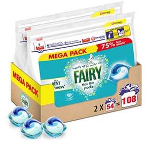 Fairy Non-Bio PODS, Washing Liquid Laundry Detergent Tablets/Capsules, 108 Washes (54 x 2) - £19 @ Amazon